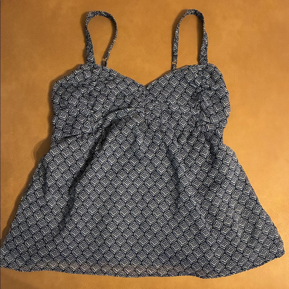 Hollister Navy Blue Patterned Spaghetti Strap Camisole
